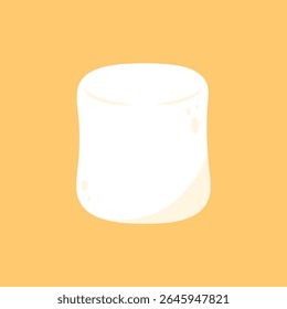 White marshmallows isolated on yellow background.