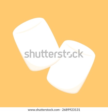 White marshmallows isolated on yellow background.