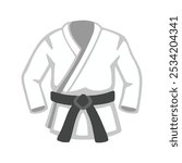 White Martial Arts Uniform vector emoji illustration. Martial arts jacket uniform. karate kimono emoji illustration.   