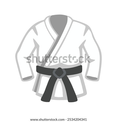 White Martial Arts Uniform vector emoji illustration. Martial arts jacket uniform. karate kimono emoji illustration.   