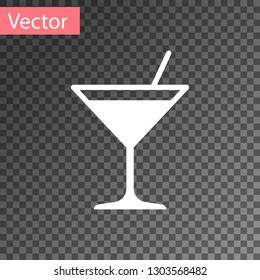 White Martini glass icon isolated on transparent background. Cocktail icon. Wine glass icon. Vector Illustration