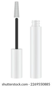 White mascara, open bottle, vector