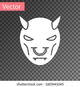 White Mask of the devil with horns icon isolated on transparent background.  Vector Illustration