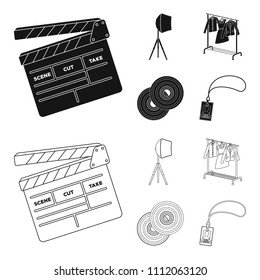 White Mask Mime for the best drama, a prize in the form of the heart and other prizes.Movie awards set collection icons in black,outline style vector symbol stock illustration web.