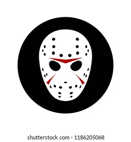white mask on a black background for Halloween and Friday 13