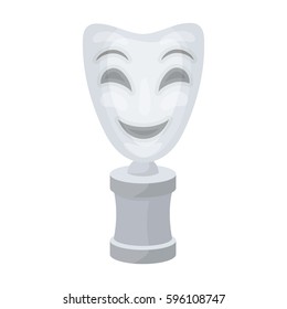 White mask on the stand.The prize for best drama.Movie awards single icon in cartoon style vector symbol stock illustration.