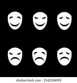 White masks on a black background