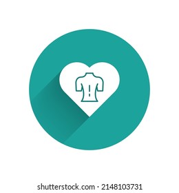 White Massage icon isolated with long shadow. Relaxing, leisure. Green circle button. Vector