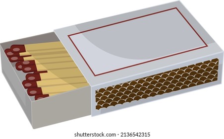 White matchbox, illustration, vector on a white background.