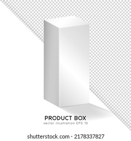 Caja rectangular isométrica mate blanca para la presentación de productos (cosméticos, médicos, etc.) Burla de contenedores vacíos vectores. 3D paquete realista, estuche de envío, plantilla de cubo para su diseño