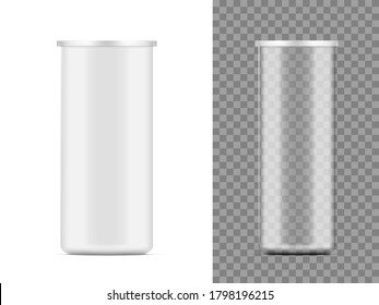 White Matte Paper And Transparent Plastic Tube With Lid For Medical. EPS10 Vector