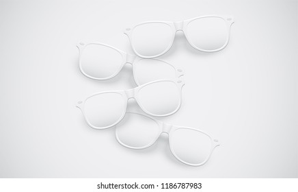 White matte sunglasses for advertisng, vector illustration