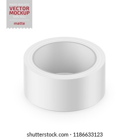 White matte tape roll. Photo-realistic packaging mockup template. Vector 3d illustration.