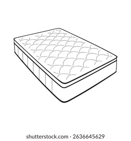 White mattress for sleeping vector isolated icon on white background.
