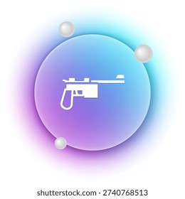 White Mauser gun icon isolated on white background. Mauser C96 is a semi-automatic pistol. Blue and purple gradient circle background. Vector