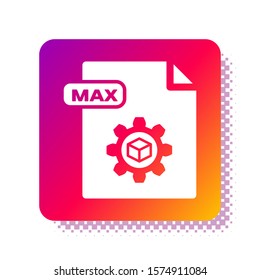 White MAX file document. Download max button icon isolated on white background. MAX file symbol. Square color button. Vector Illustration