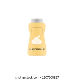 white mayonnaise linear vector icon, container with grey cap and label, plastic pot with provencal sauce close-up , jar mayonnaise french cuisine for salad.