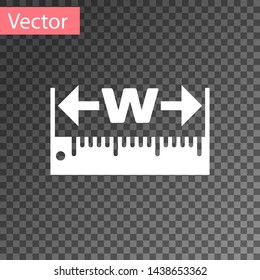 White The measuring height and length icon isolated on transparent background. Ruler, straightedge, scale symbol.  Vector Illustration