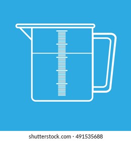 White measuring jug icon isolated on blue  background