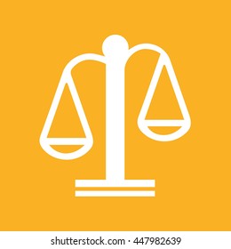 White measuring scale icon vector illustration. Yellow background