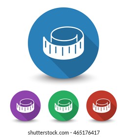 White Measuring Tape icon in different colors set