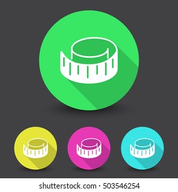 White Measuring Tape icon in different colors set