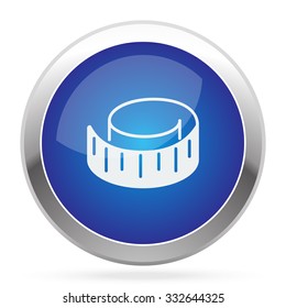 White Measuring Tape icon on blue web app button
