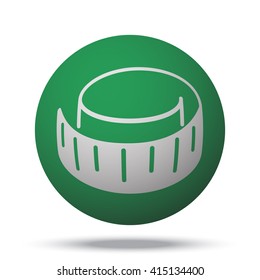 White Measuring Tape icon on green ball