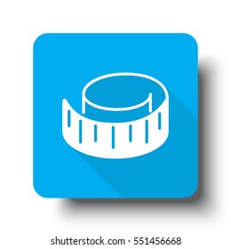 White Measuring Tape icon on blue web button
