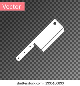 White Meat chopper icon isolated on transparent background. Kitchen knife for meat. Butcher knife. Vector Illustration