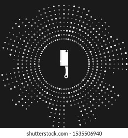 White Meat chopper icon isolated on grey background. Kitchen knife for meat. Butcher knife. Abstract circle random dots. Vector Illustration