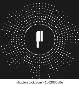 White Meat chopper icon isolated on grey background. Kitchen knife for meat. Butcher knife. Abstract circle random dots. Vector Illustration