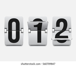 White mechanical scoreboard. Mechanical scoreboard with different numbers. Vector template for your design.