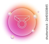 White Medal icon isolated on white background. Winner symbol. Orange and pink gradient circle background. Vector