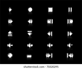 white Media control web 2.0 buttons navigation panel. icon set