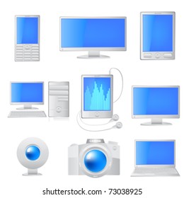 White media icon set. Vector