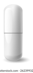 White medical capsule casting a distinct shadow on a pristine white background, symbolizing essential elements of healthcare, medicine, and effective treatment solutions