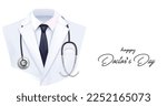 White medical coat with stethoscope around neck, Doctor