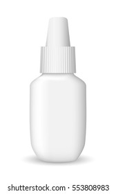 White medical container on white background, realistic vector illustration