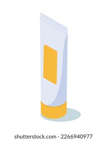 White medical cream. Gel for treatment of injuries and wounds, prevention and care of skin. Graphic element for website of pharmacy, medicine. Cartoon isometric vector illustration