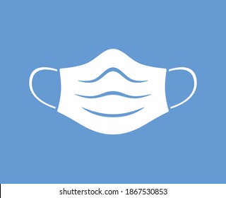 White medical face mask icon cartoon flat vector, flu virus epidemic prevention, allergy, COVID-19 coronavirus, air pollution protection.