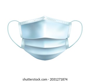 White medical face mask realistic vector illustration