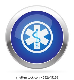White Medical  icon on blue web app button