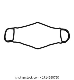 White medical mask. Lineart illustration. Doctor mask and corona virus protection isolated on a white background.