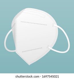 White medical mask N95. Isolated on blue background. Vector illustration.