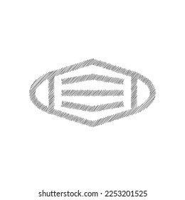 White medical mask sketch vector icon. Mask that protects airborne diseases, viruses