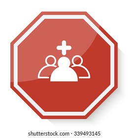 White Medical Staff icon on red stop sign web app