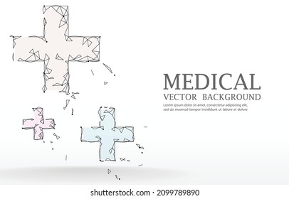 Weißer medizinischer Vektorhintergrund, geometrischer Polygonkreuz