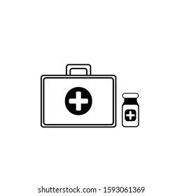 White Medicine Bag and bottle vector icon