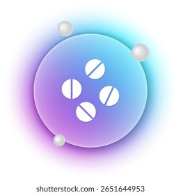 White Medicine pill or tablet icon isolated on white background. Capsule pill and drug sign. Pharmacy design. Blue and purple gradient circle background. Vector